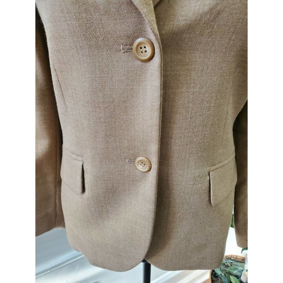 Pendleton Women's Tan Wool Two Buttons Single Breasted Fitted Blazer Size 10 - Picture 3 of 12